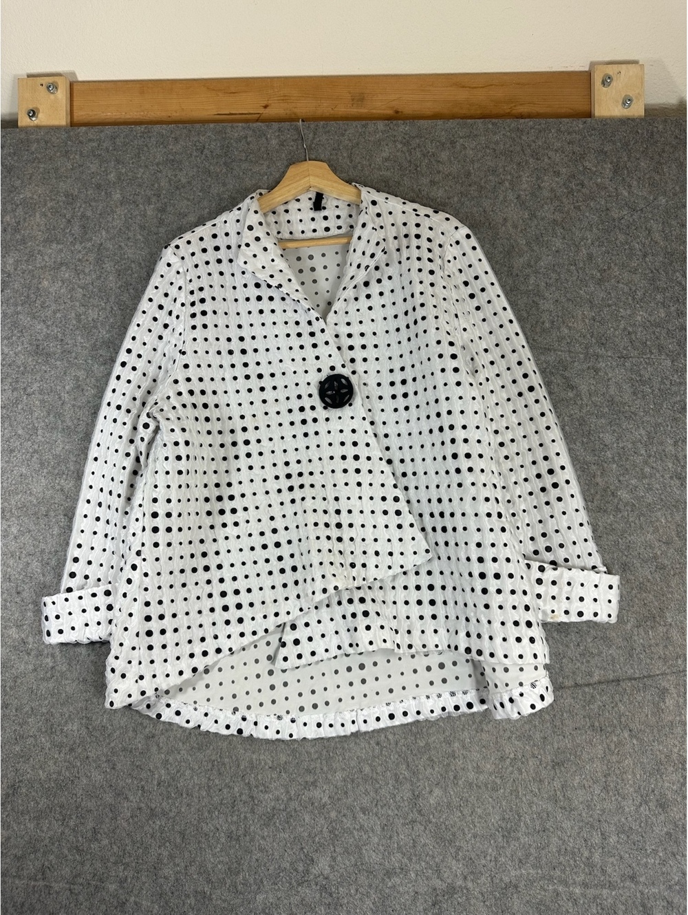 IC by Connie K Black White Polka Dot Jacket Blazer Women’s Size XL